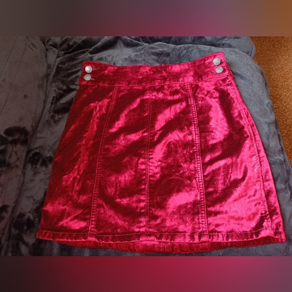 Free People Red Velvet Mini Skirt (28) - Picture 1 of 7